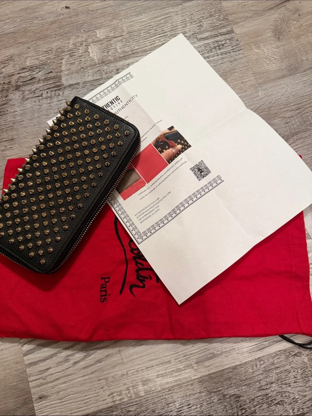 Christian Louboutin Black Money Clip with Gold-Tone Studs